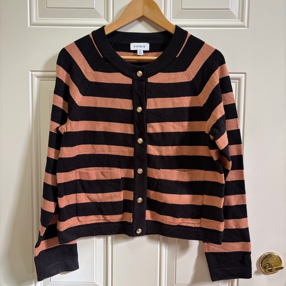 Evereve Mila Lady Like Cardigan Camel brown and Black M - Picture 4 of 10